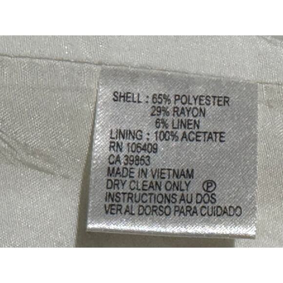 Tahari Arthur S Levine Women’s Blazer Size 8 Linen Blend Neutral Taupe White - Picture 7 of 8